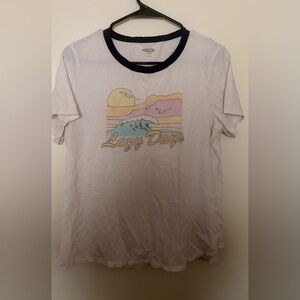 Old Navy White Tee with Black Neck Ringer